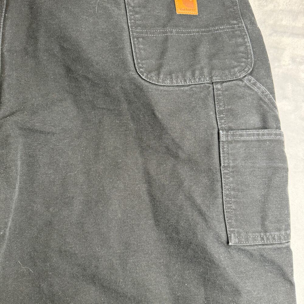 Carhartt B111 BLK Flannel Lined Duck Carpenter‎ Work Pants 48x32 Loose Fit - Picture 6 of 9